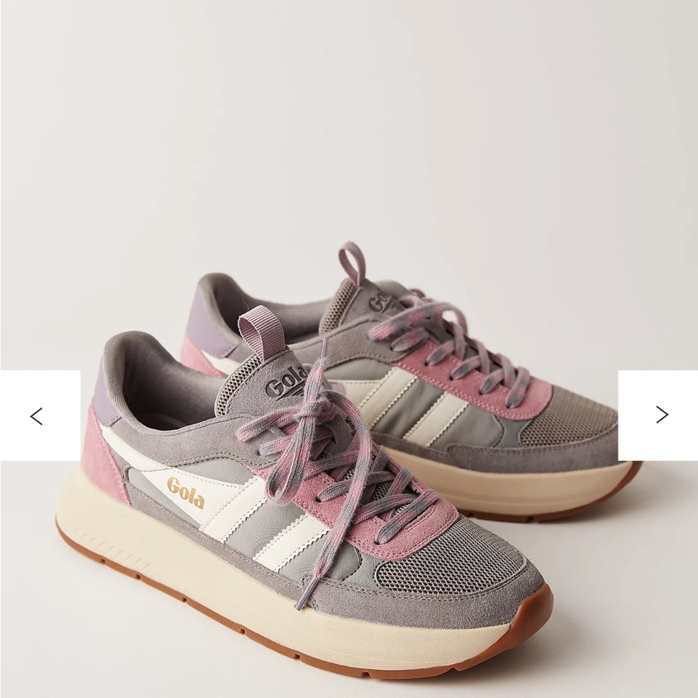 Gola Women's Phoenix Gray, Pink & Cream Retro Trainer Sneakers
